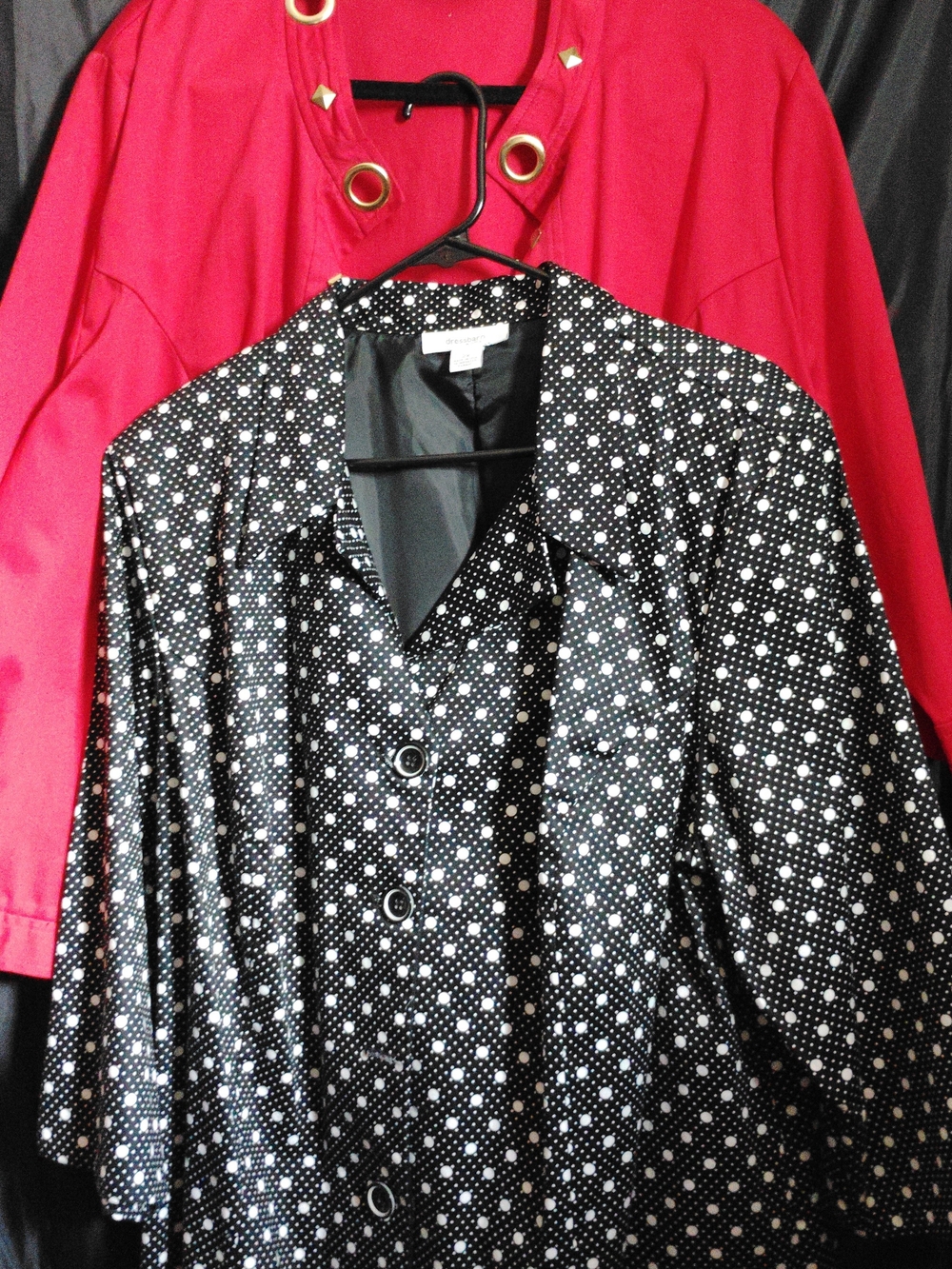 Courtenay & Dressbarn Hot Pink Black White Polka Dots Women’s Jackets Size 2X